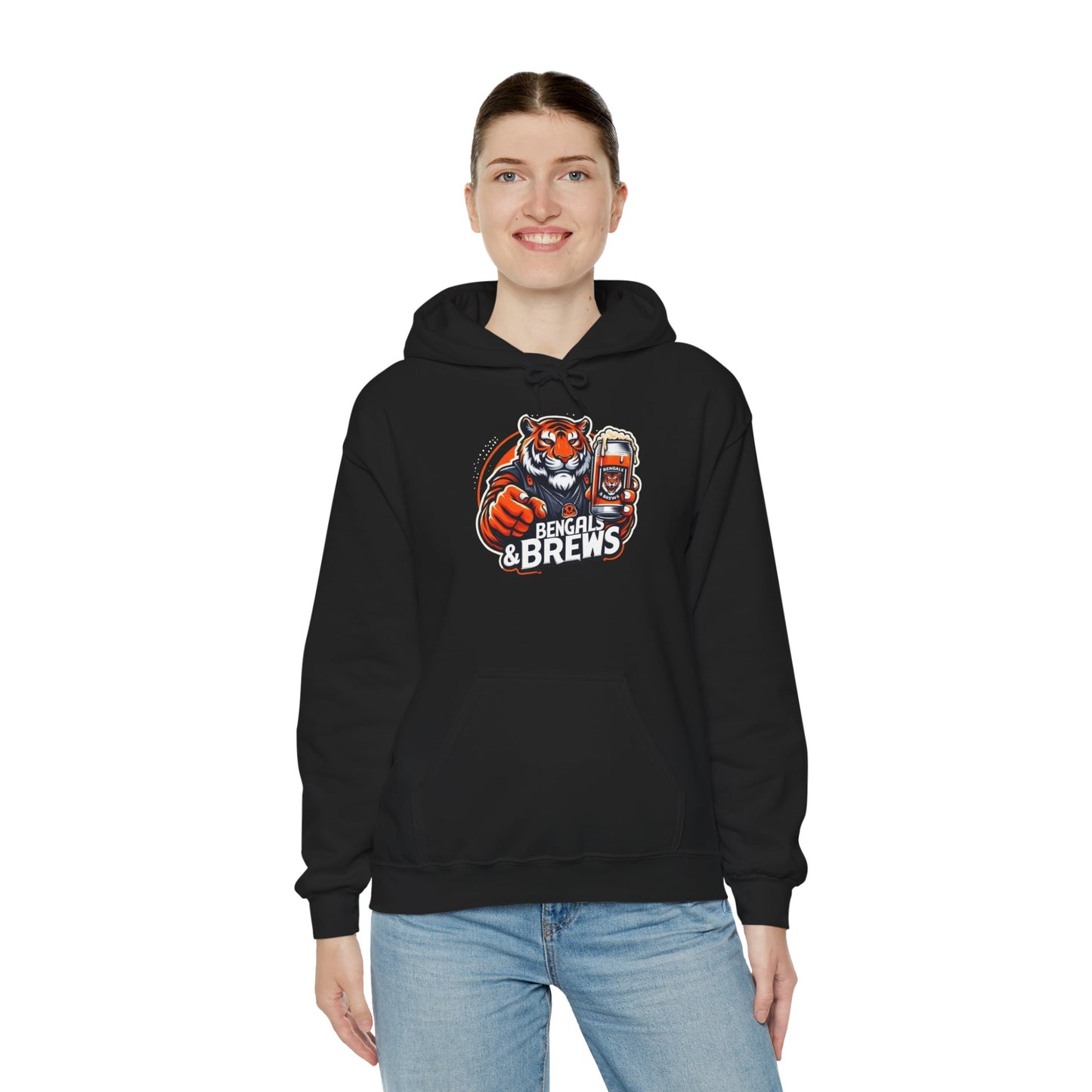 Bengals & Brews Hoodie - Unisex Heavy Blend™ Sweatshirt for Game Day Enthusiasts