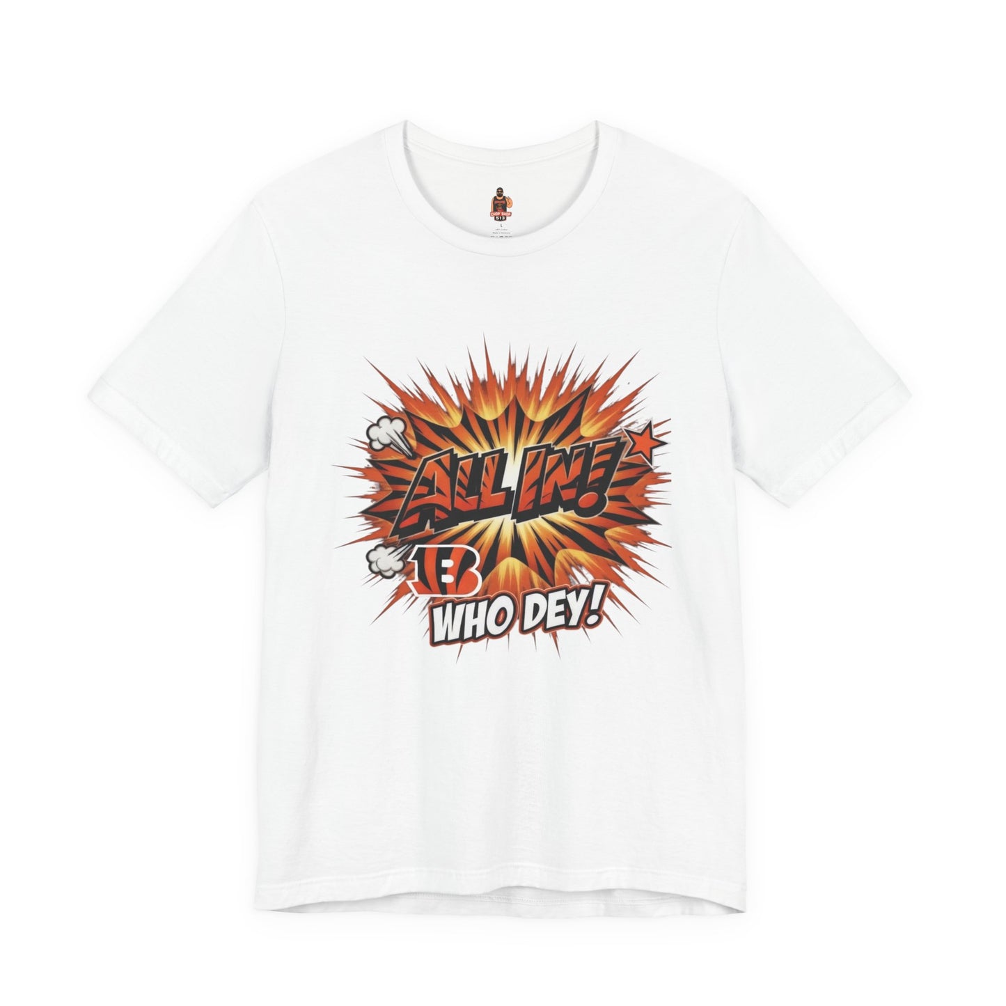 All In! Who Dey! Bengals Fan T-Shirt – All In Comic Burst Tee
