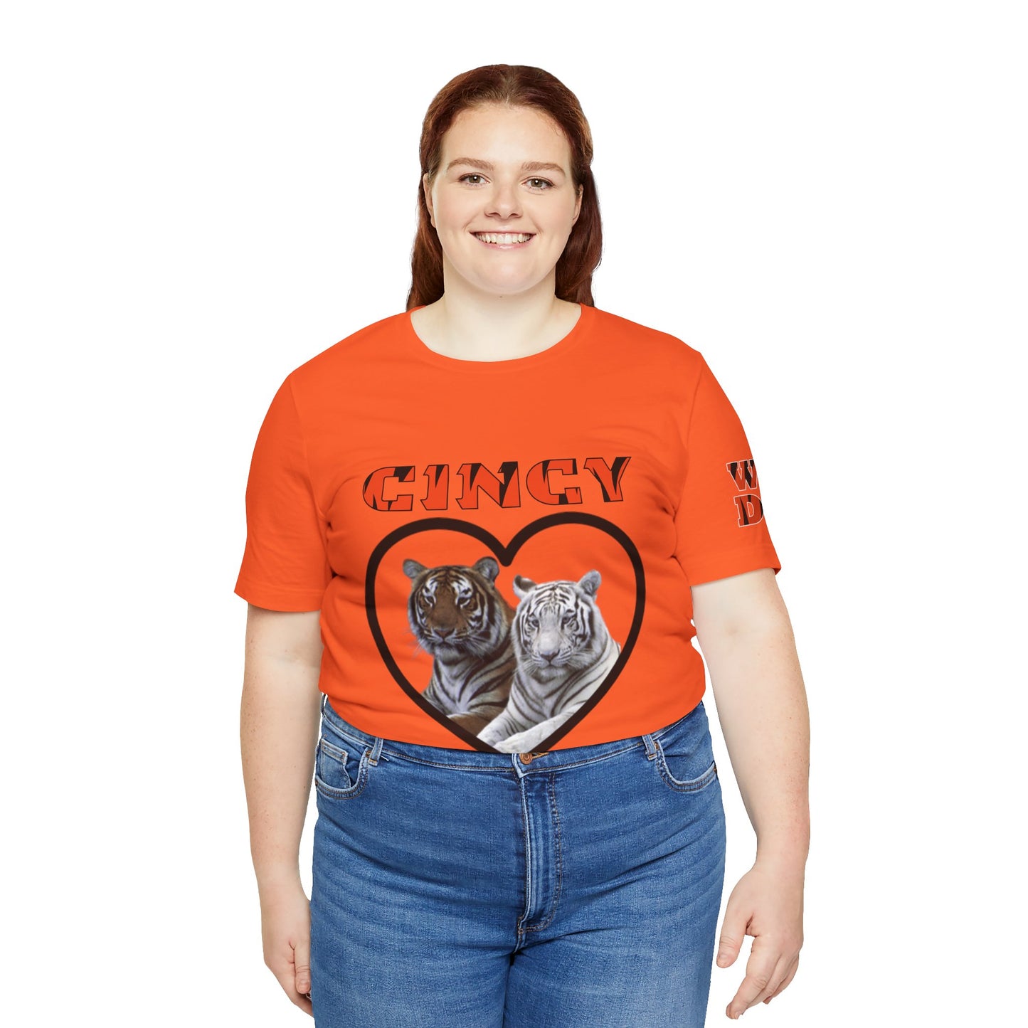 Cincy Cat Lover Unisex Tee - Bold Orange Animal Print Shirt