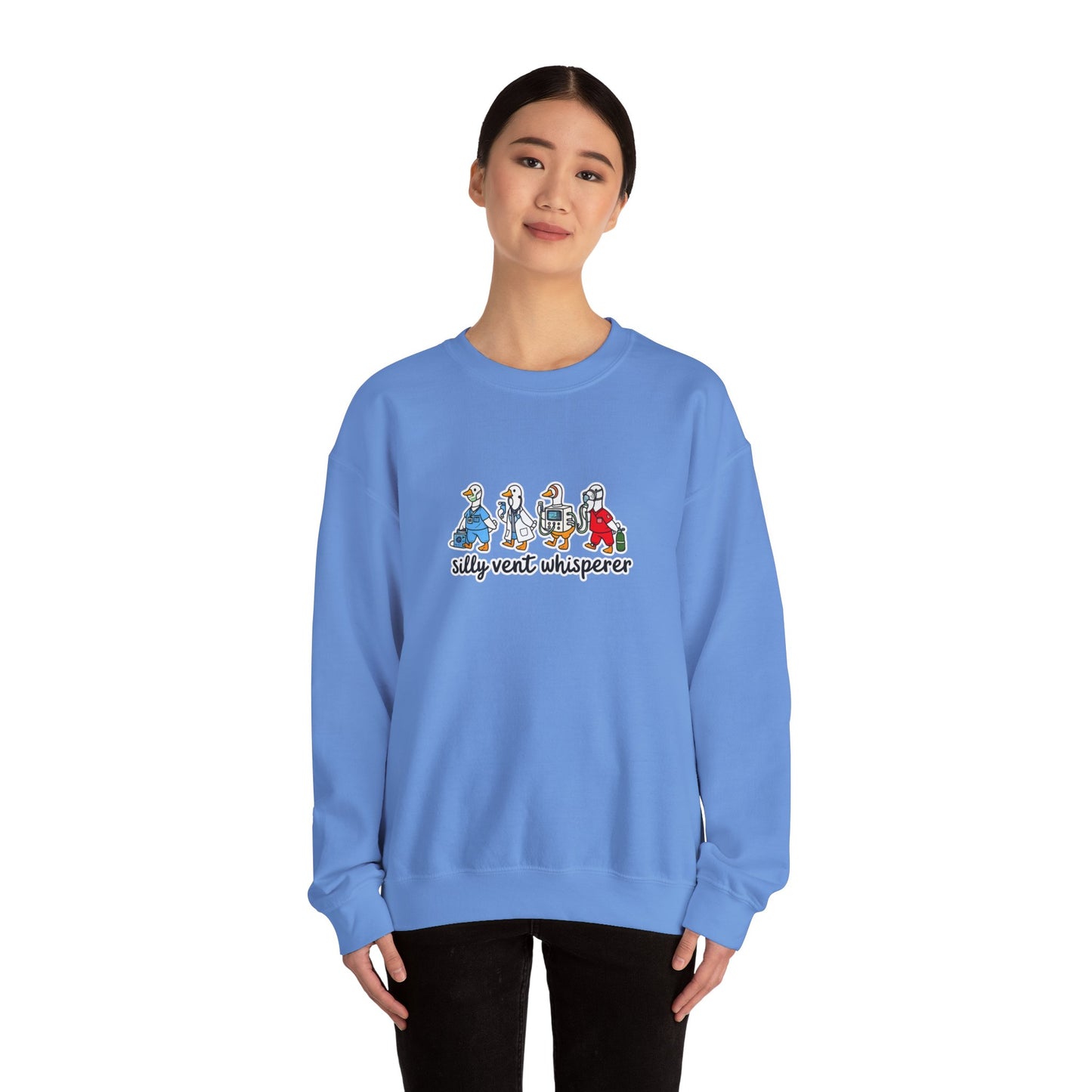 Crewneck Sweatshirt — "Silly Vent Whisperer" Cartoon Characters Graphic
