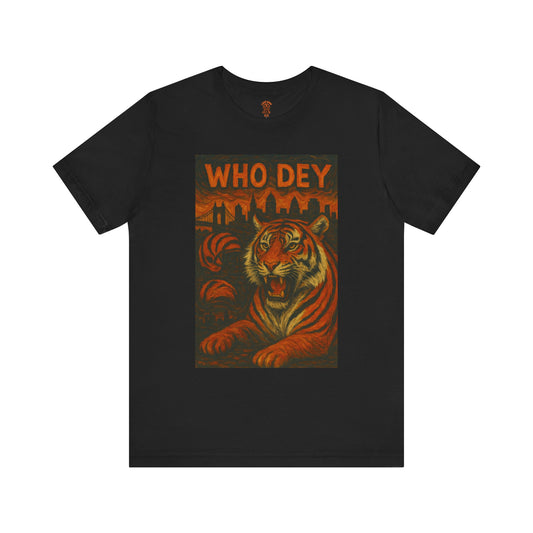 VanGogh style Tiger Graphic Tee – Who Dey, Unisex T-Shirt