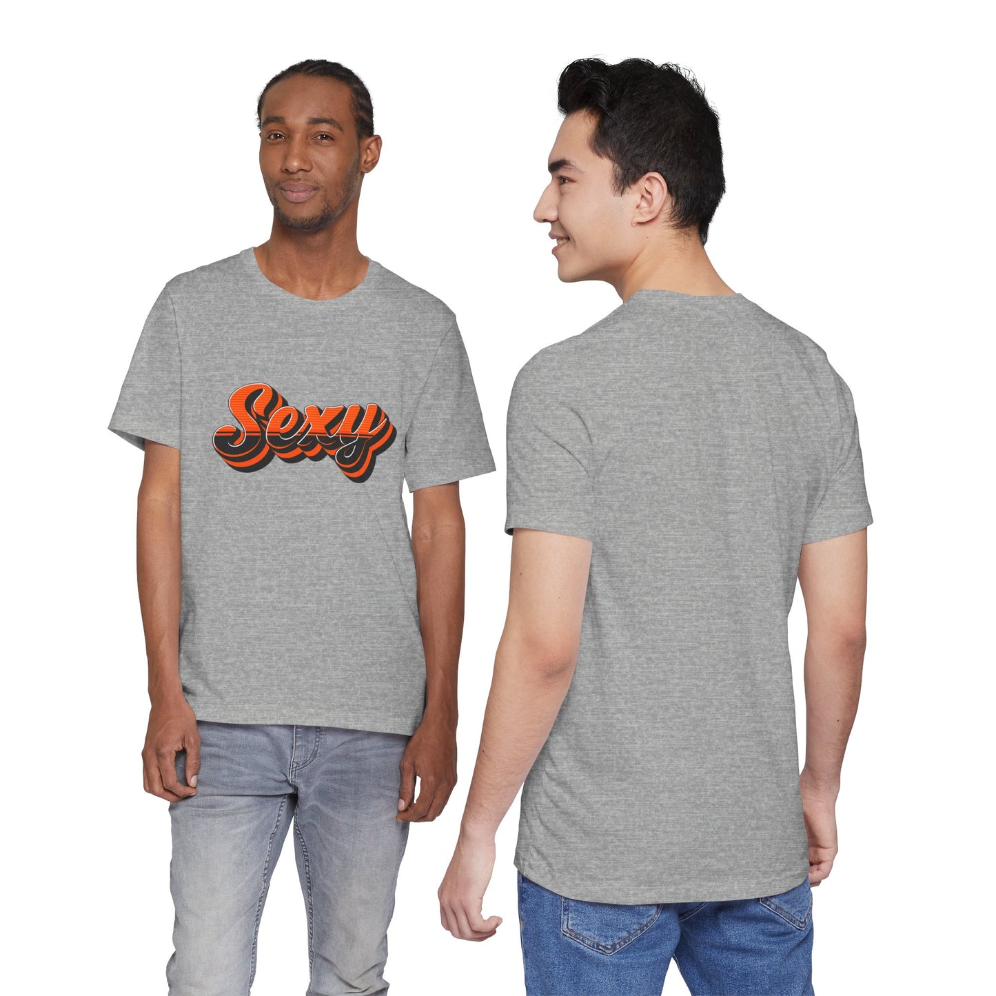 Sexy Dexy Retro Script Tee — Vintage Orange Layered Lettering T-Shirt