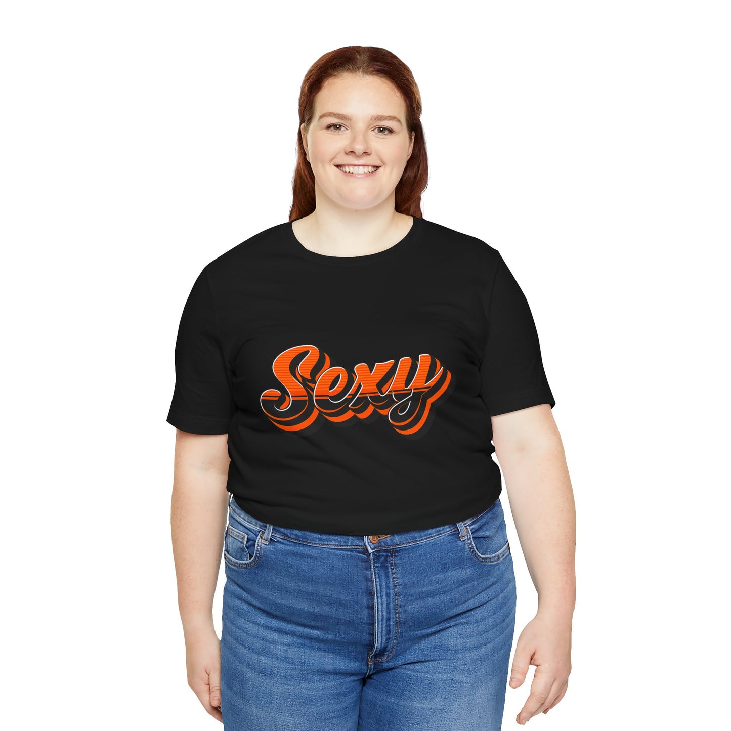 Sexy Dexy Retro Script Tee — Vintage Orange Layered Lettering T-Shirt