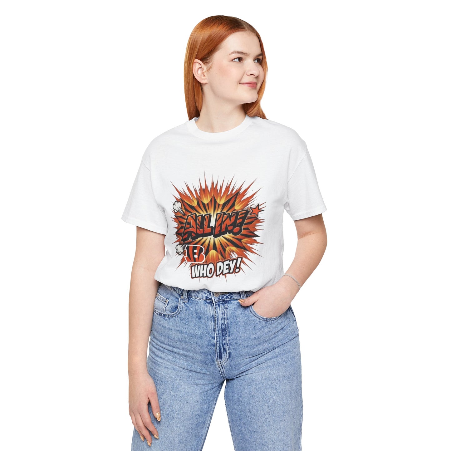 All In! Who Dey! Bengals Fan T-Shirt – All In Comic Burst Tee