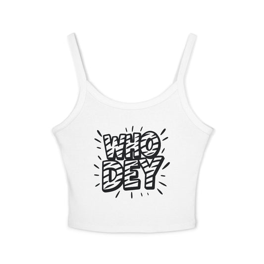 White Out WHO DEY Women Spaghetti Strap Tank Top