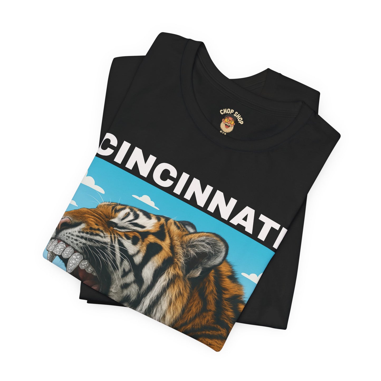 Iced Out Grillz Cincinnati Tiger Graphic T‑Shirt – Roaring City Skyline Tee