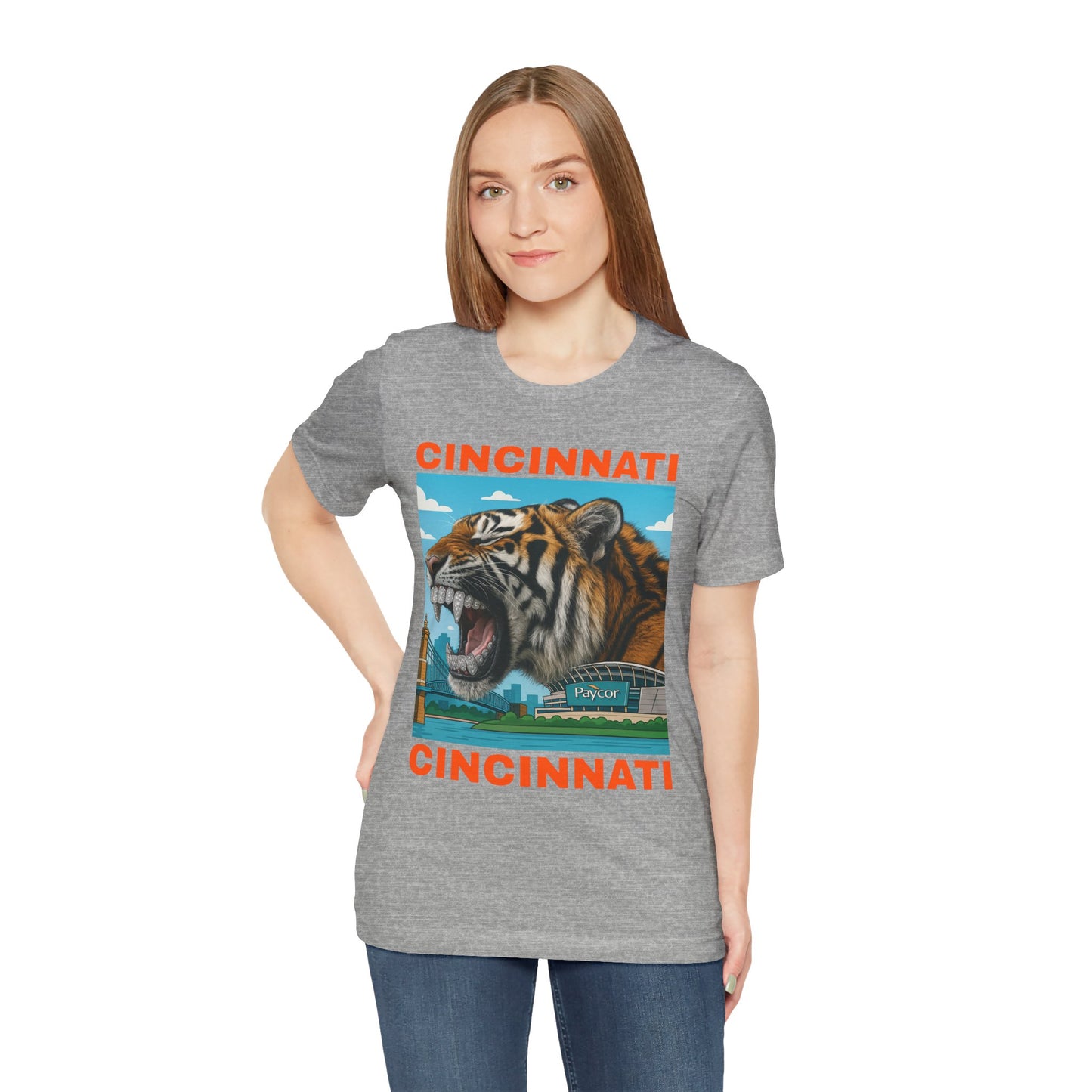 Iced Out Grillz Cincinnati Tiger Graphic T‑Shirt – Roaring City Skyline Tee