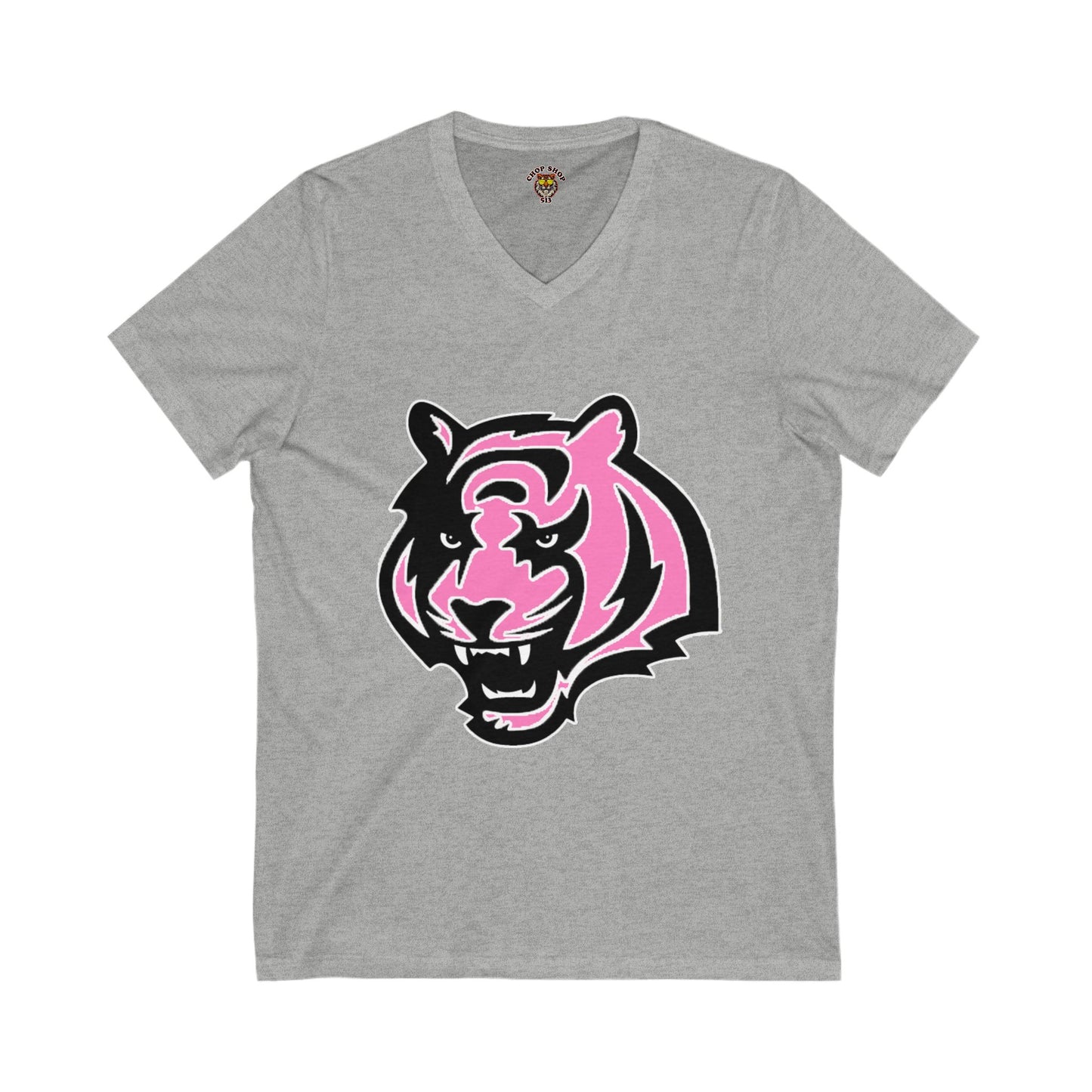 Pink Tiger V-Neck Tee for Animal Lovers