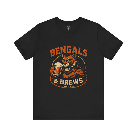 Bengals & Brews Podcast Tee, Unisex Jersey Short Sleeve T-Shirt, Sports Fan Apparel, Gift for Beer Lovers, Casual Everyday Style