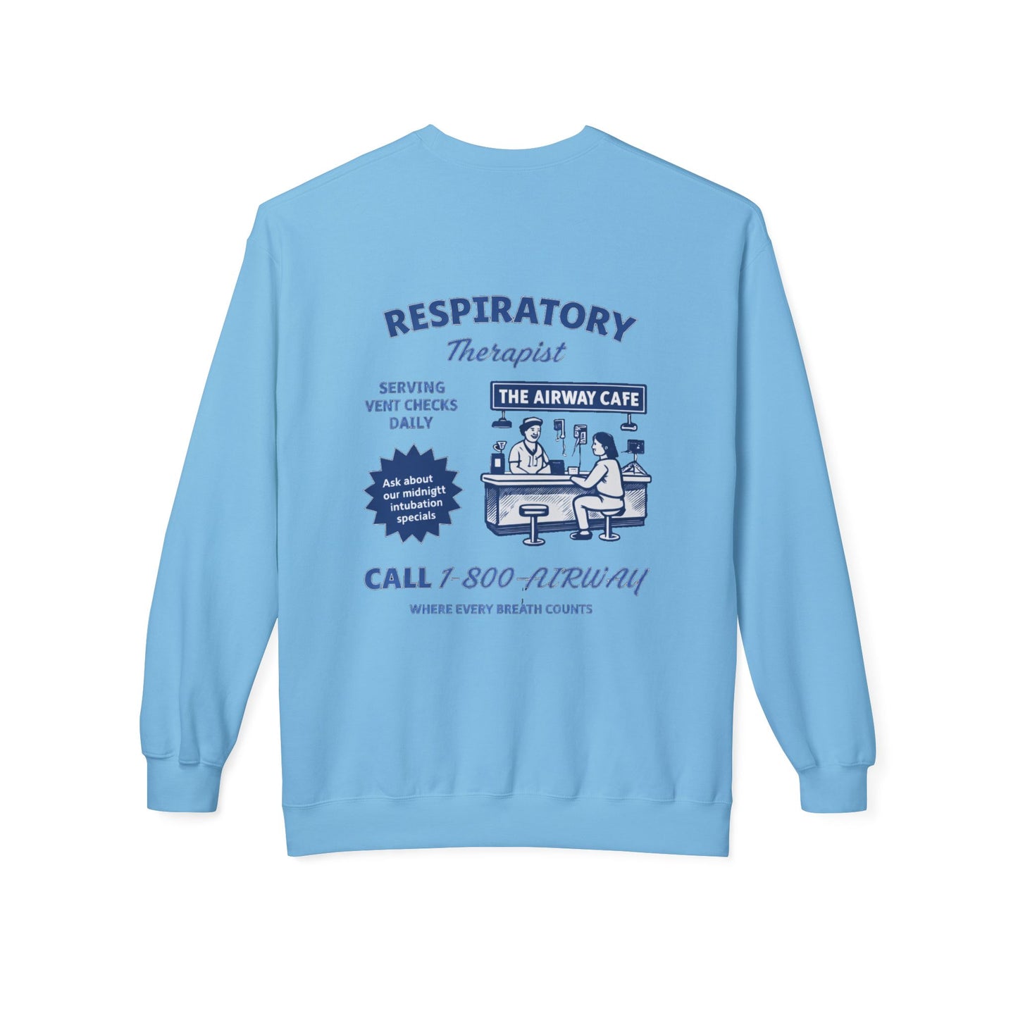 Breathing Anatomy Crewneck Sweatshirt — "It's Just Breathing" Pulmonary Science Pullover