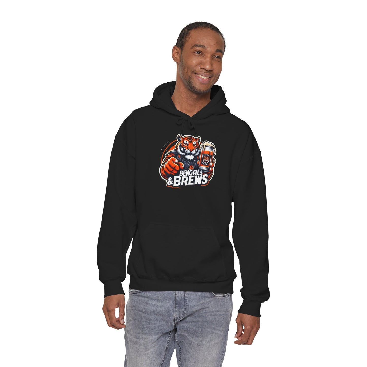 Bengals & Brews Hoodie - Unisex Heavy Blend™ Sweatshirt for Game Day Enthusiasts