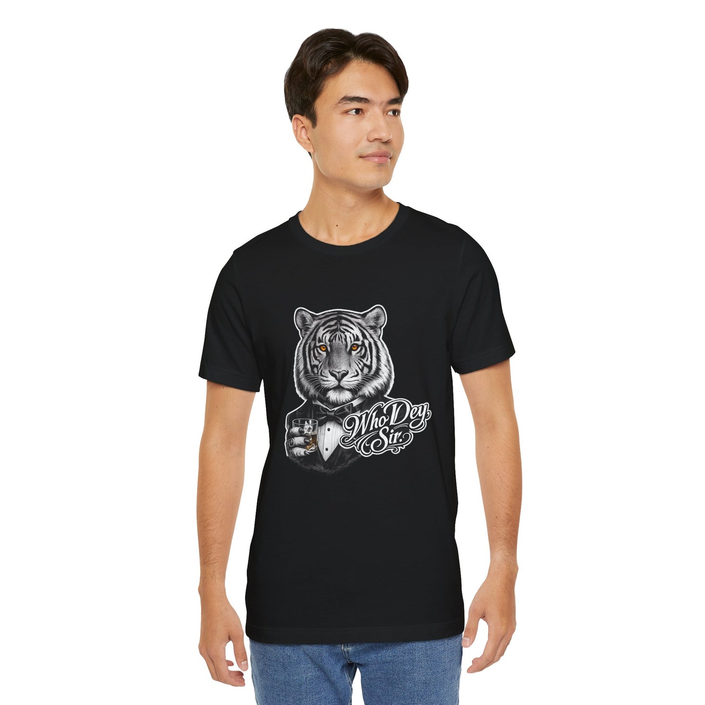 Tiger Tuxedo Tee — "Who Dey Sir" Graphic Shirt for Bengals Fans