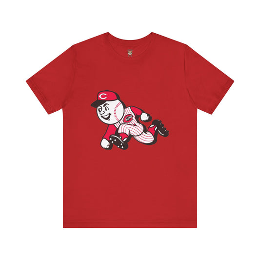 Reds Baseball Mascot Unisex Tee, Sports Fan Shirt, Gift for Baseball Lovers, Game Day T-Shirt, Vintage Sports Apparel