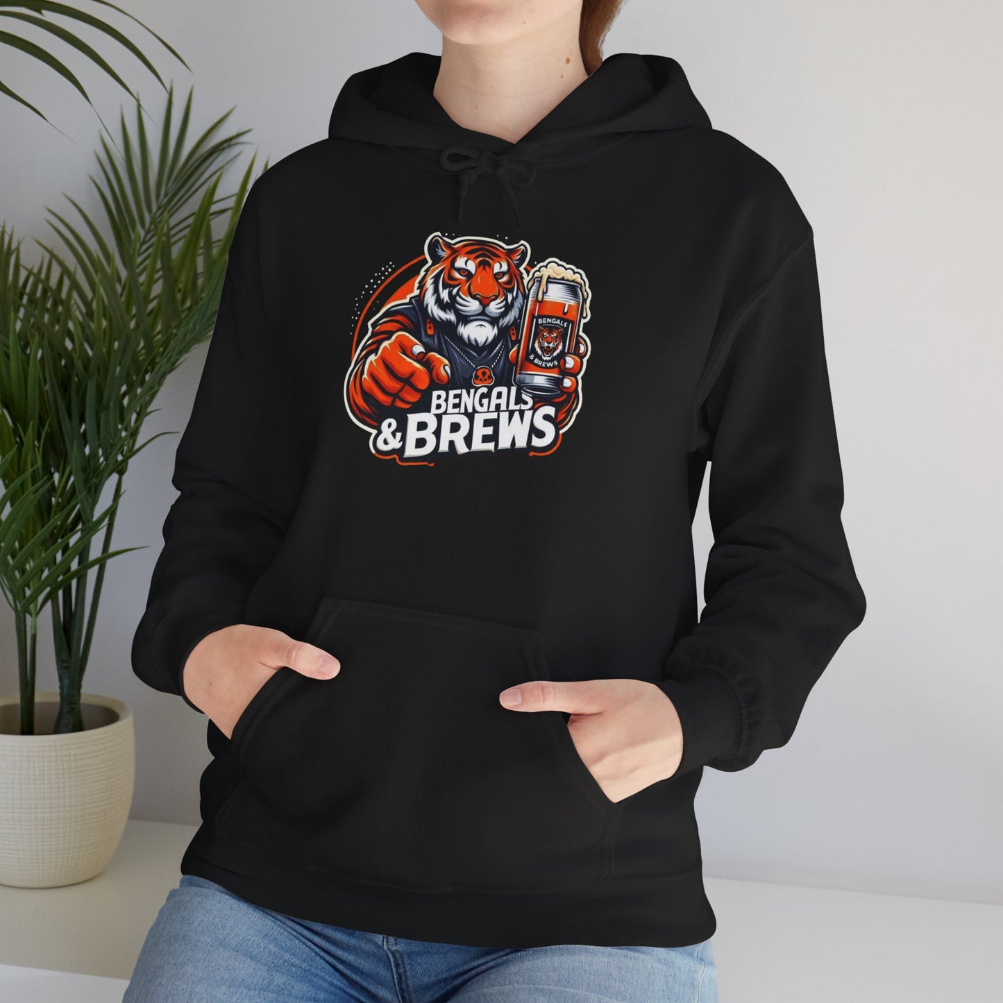 Bengals & Brews Hoodie - Unisex Heavy Blend™ Sweatshirt for Game Day Enthusiasts