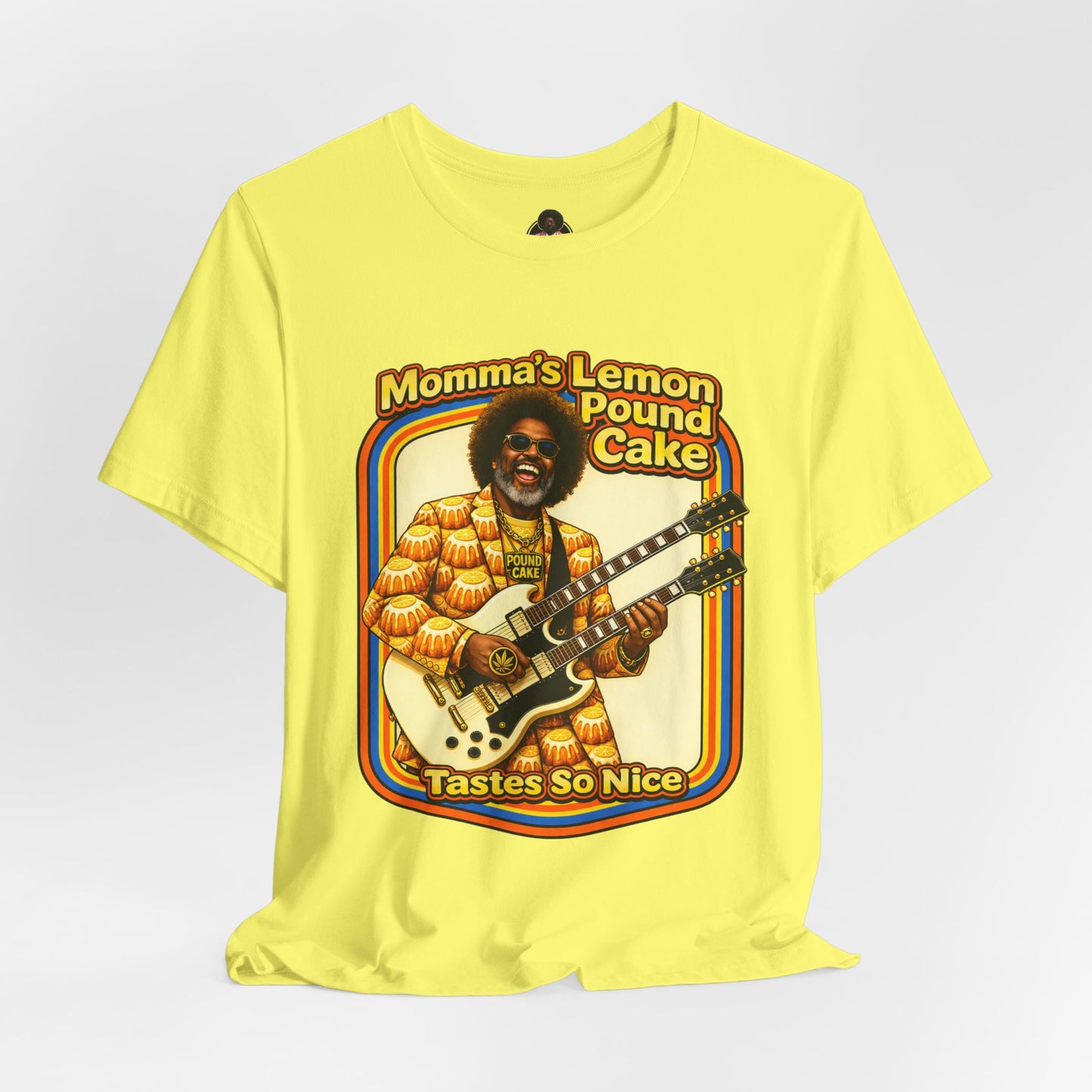 Momma's Lemon Pound Cake Tee — Retro Funk Guitar Vintage Graphic T-Shirt