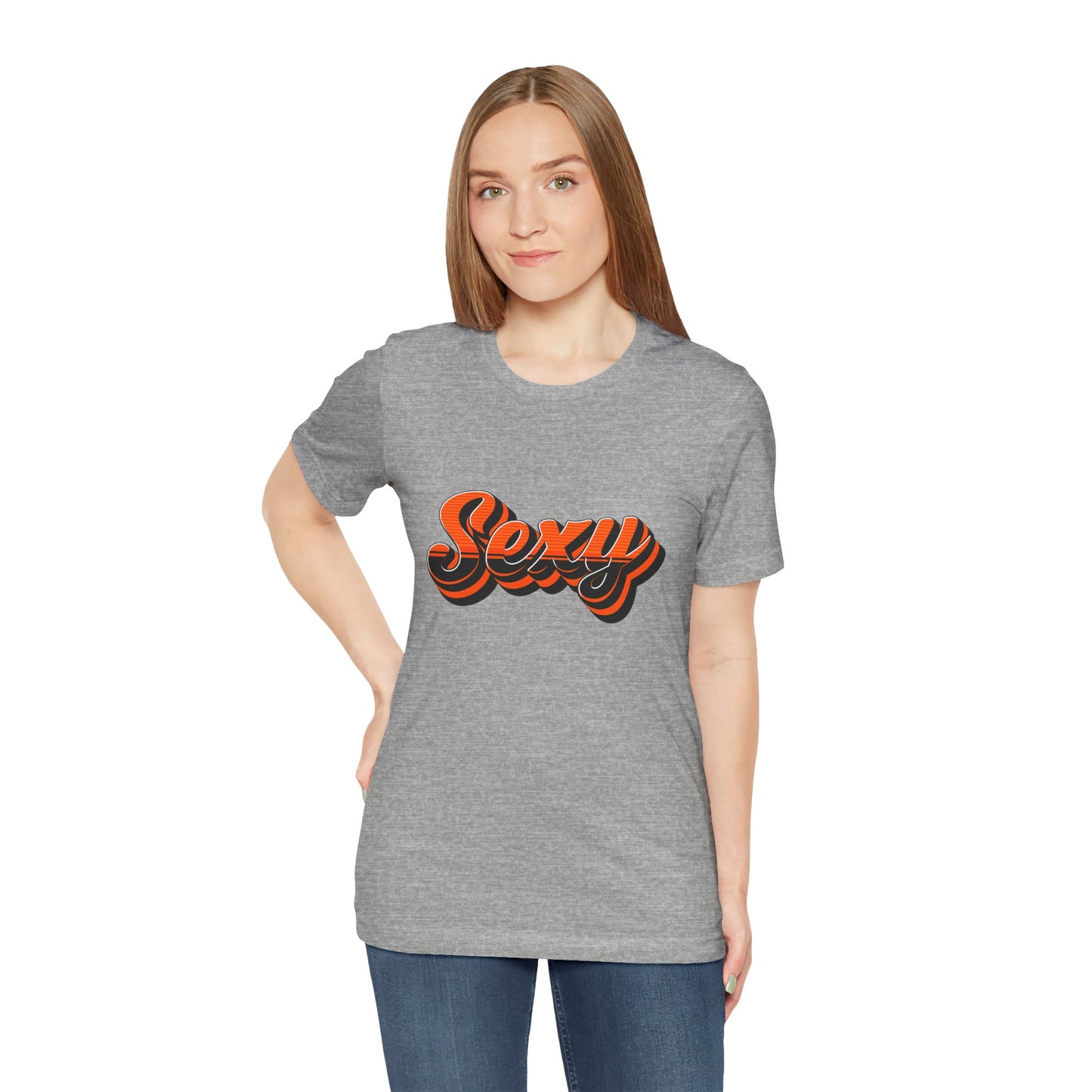 Sexy Dexy Retro Script Tee — Vintage Orange Layered Lettering T-Shirt