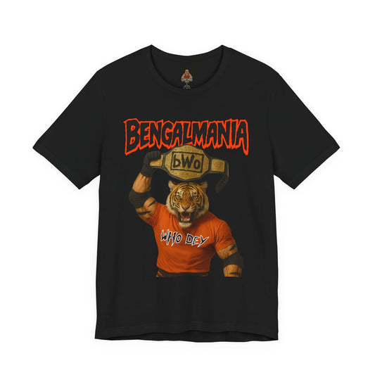 Bengalmania Unisex Tee - Fun Game Day Shirt, Casual Wear, Tiger Lover Gift, Sports Fan Apparel, Playful Orange Design