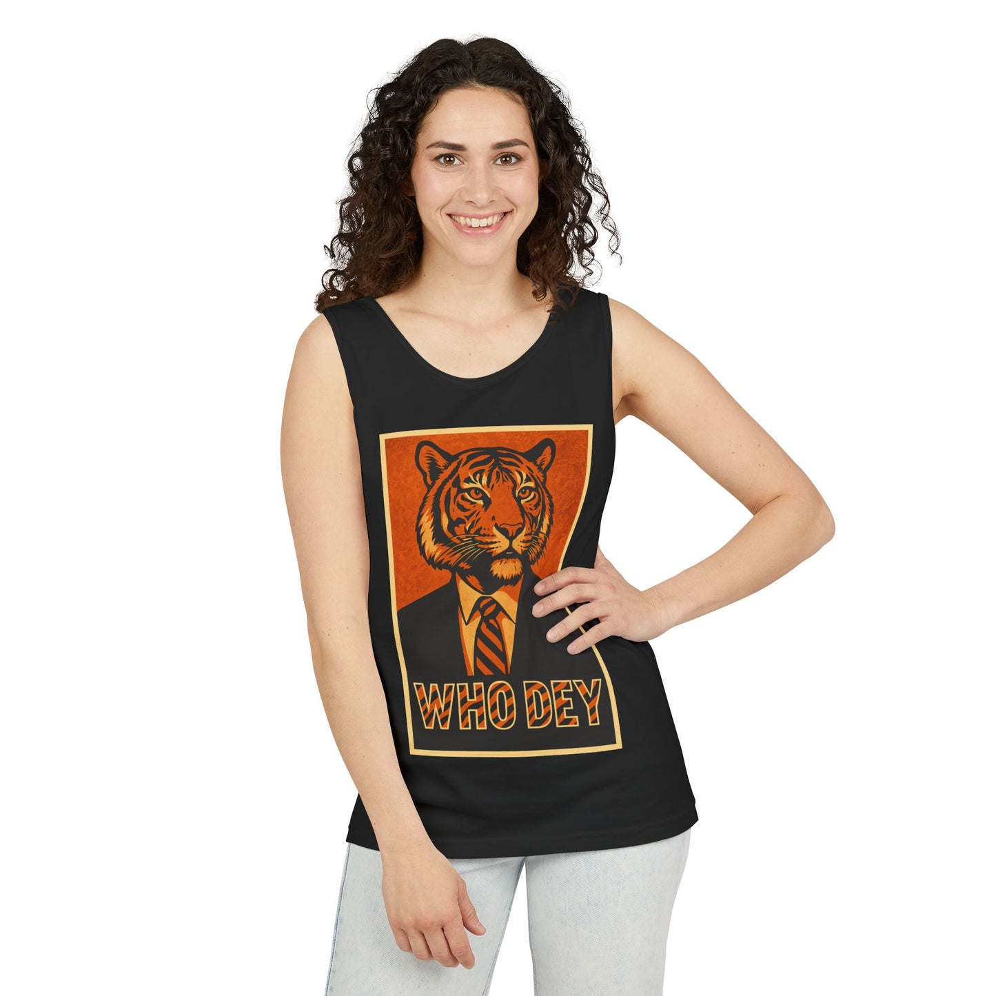 Who Dey Tiger Unisex Tank Top | Fun Apparel for Game Day, Sports Events, Summer Gatherings, Tailgating, Gift for Fans