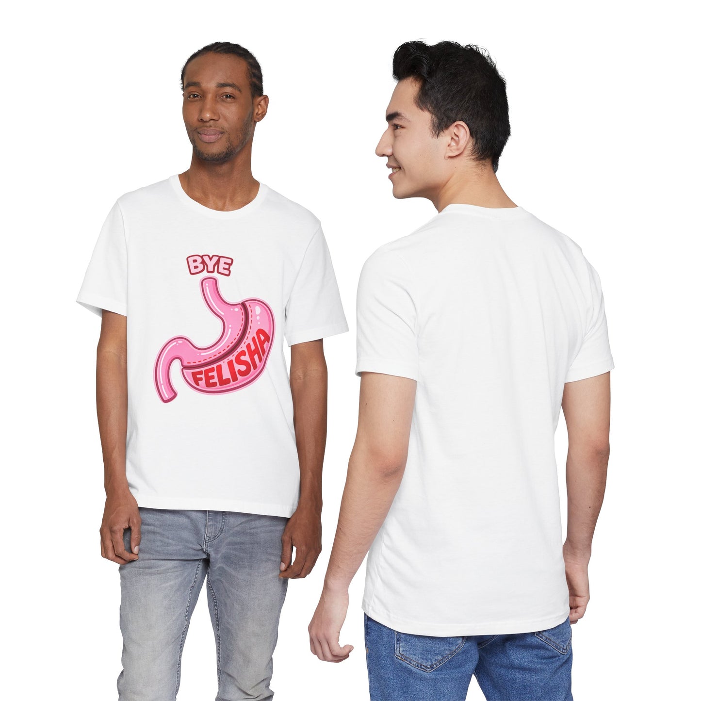 Bye Felisha Gastric Sleeve Stomach Graphic Tee — Funny Pink Cartoon Stomach T-Shirt
