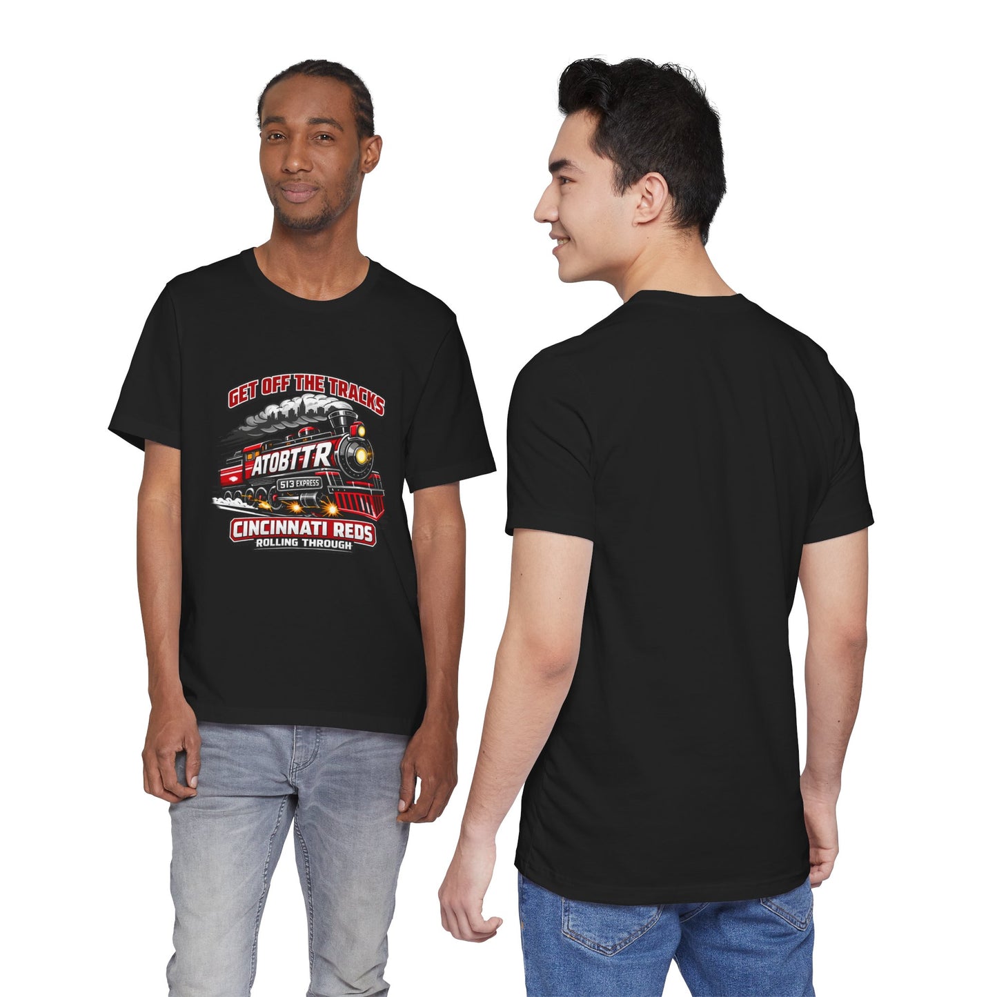 Cincinnati Reds Vintage Train "GET OFF THE TRACKS" Tee — Baseball Fan Shirt