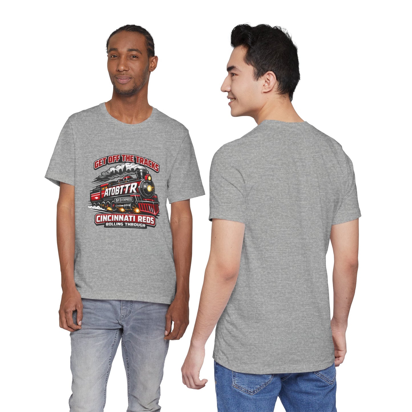 Cincinnati Reds Vintage Train "GET OFF THE TRACKS" Tee — Baseball Fan Shirt