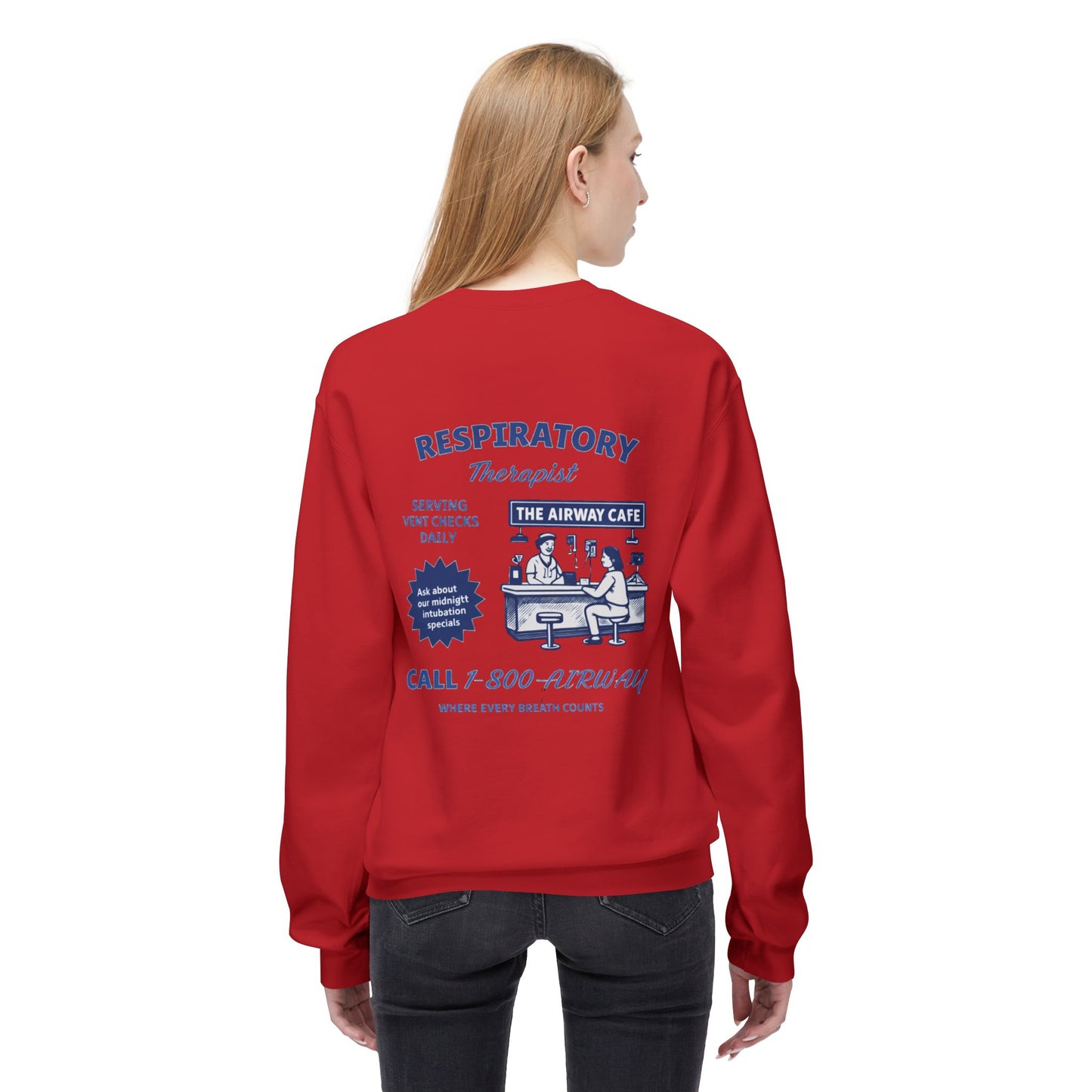 Breathing Anatomy Crewneck Sweatshirt — "It's Just Breathing" Pulmonary Science Pullover