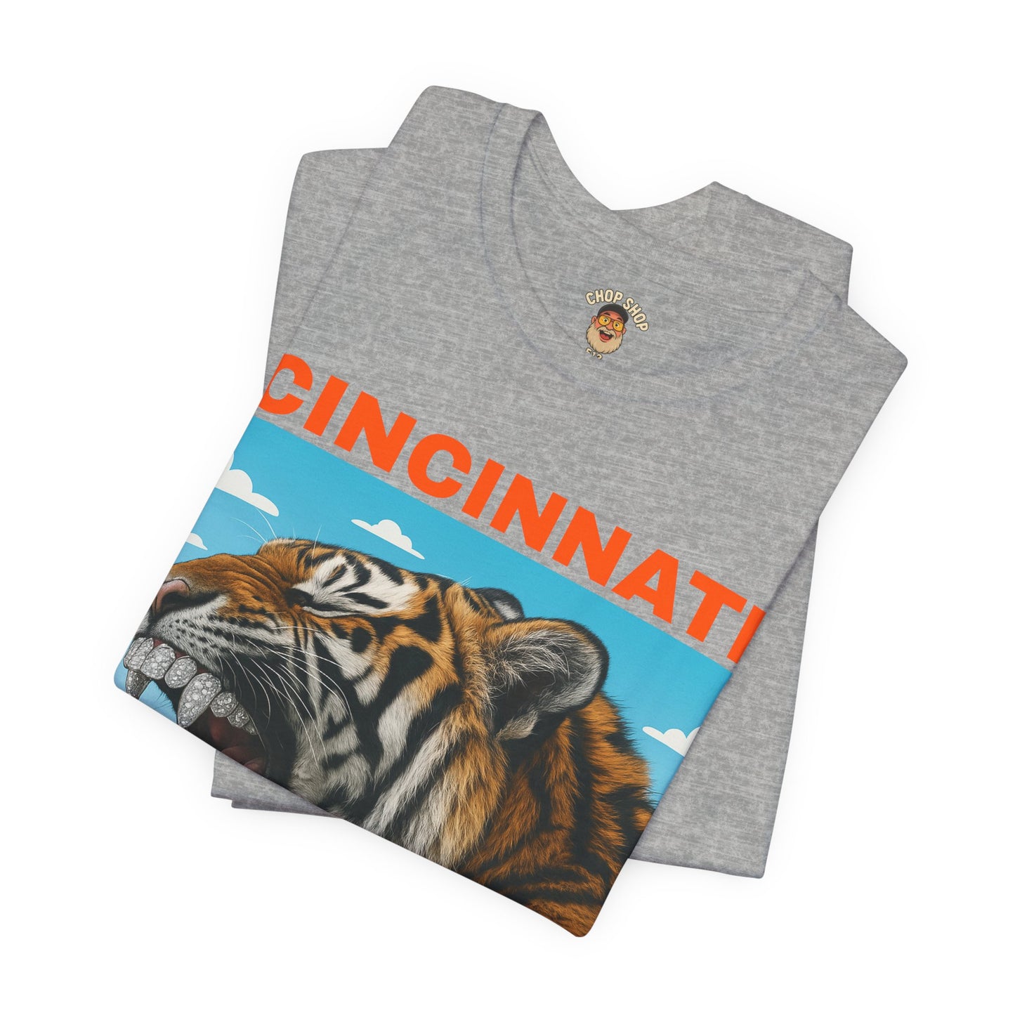 Iced Out Grillz Cincinnati Tiger Graphic T‑Shirt – Roaring City Skyline Tee