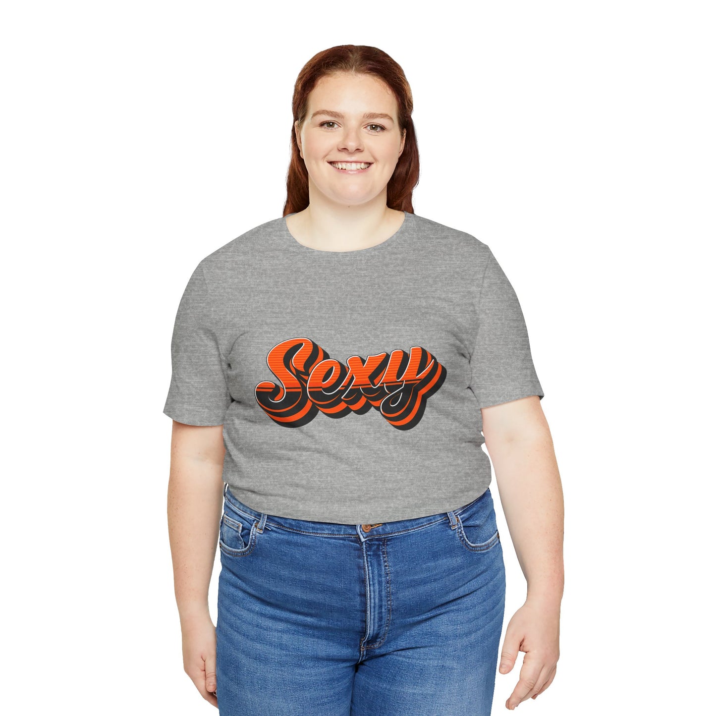 Sexy Dexy Retro Script Tee — Vintage Orange Layered Lettering T-Shirt