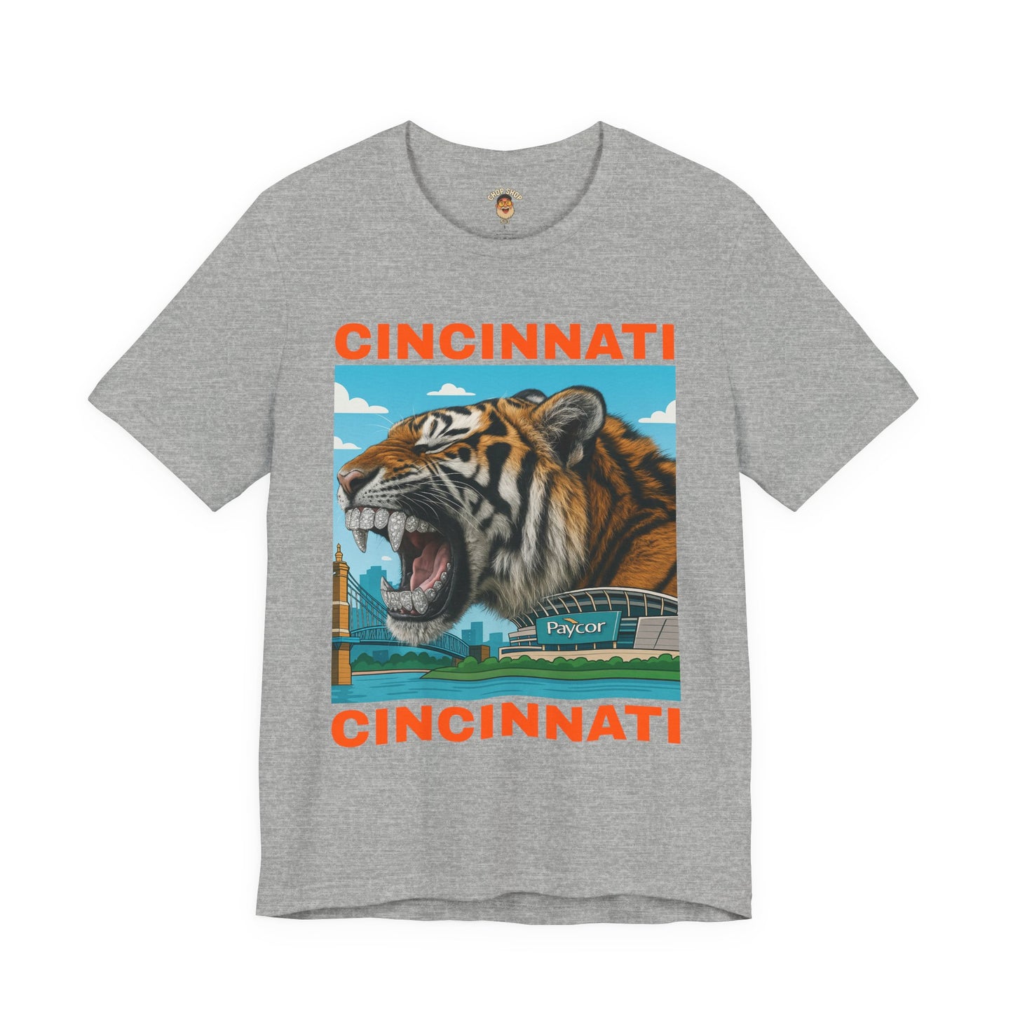 Iced Out Grillz Cincinnati Tiger Graphic T‑Shirt – Roaring City Skyline Tee